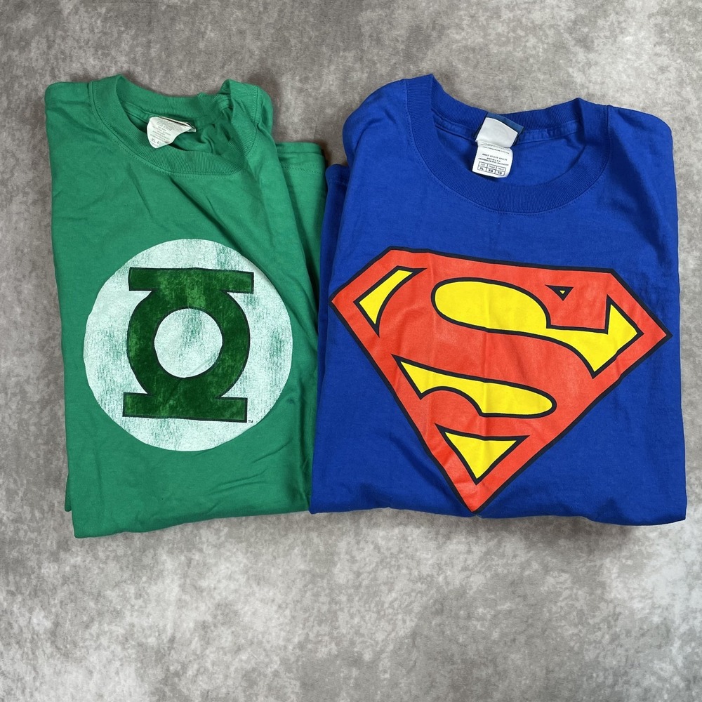 Lot of Two Vintage Superman And Green Lantern Shirts Graphic‎ T Size XL